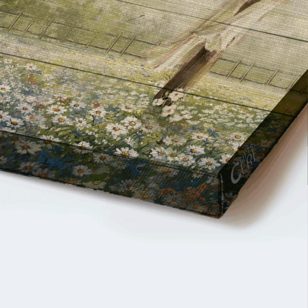 Christian Landscape Poster Gift: Jesus Daisy Field  Poster Home Decor Gift with Wooden Cross and Farm Scene – My Chains Are Gone