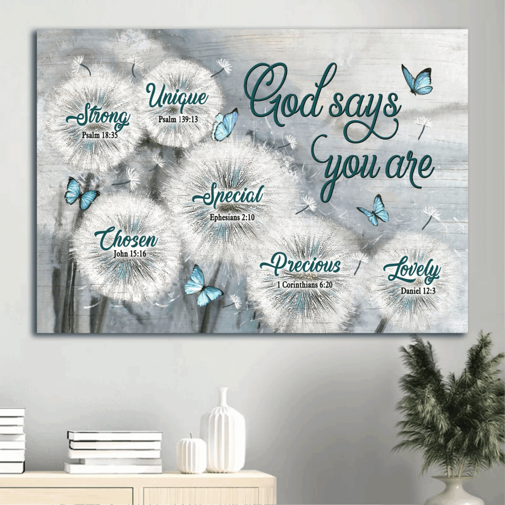 Jesus Landscape Poster: Dandelion Field & Blue Butterfly Poster Home Decor Gift Home Decor Gift for Christian – God Says You Are Jesus Landscape Poster: Dandelion Field & Blue Butterfly Poster Home Decor Gift Home Decor Gift for Christian – God Says You Are