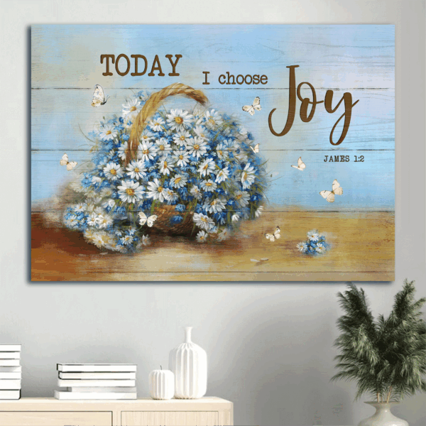 Christian Home Decor: Jesus Landscape Poster with Bible Verse – Daisy Butterfly Gift of Joy