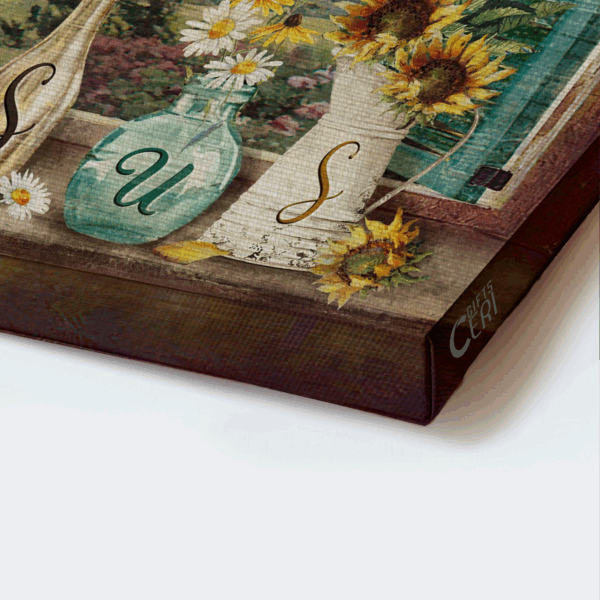 Jesus Landscape Poster: Daisy Painting & Hummingbird  Poster Home Decor Gift – Christian Home Decor Gift