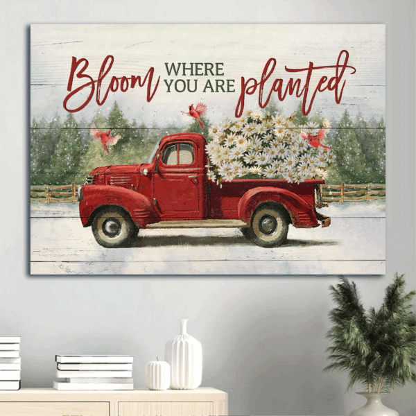 Jesus Landscape Poster: Daisy Flower Red Truck Drawing Red Cardinal  Poster Home Decor Gift – Christian Home Decor Gift