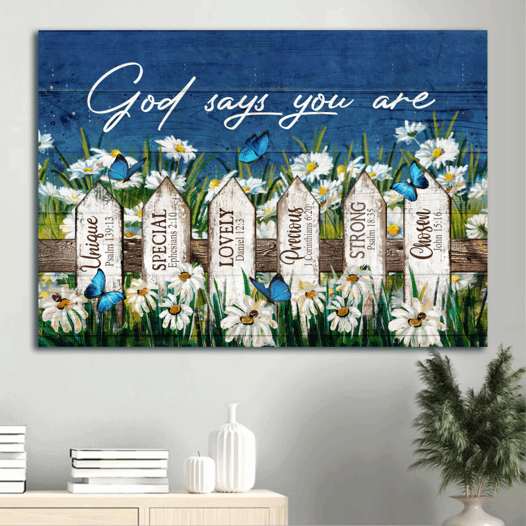 Christian Home Decor: Jesus Landscape Poster with Daisy Garden and Butterfly Poster Home Decor Gift – Gift for Christians Christian Home Decor: Jesus Landscape Poster with Daisy Garden and Butterfly Poster Home Decor Gift – Gift for Christians