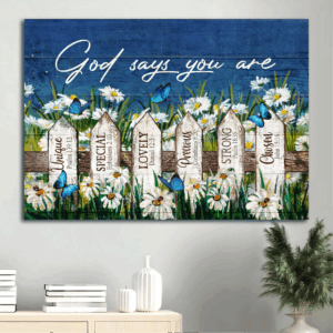Christian Home Decor: Jesus Landscape Poster with Daisy Garden and Butterfly  Poster Home Decor Gift - Gift for Christians