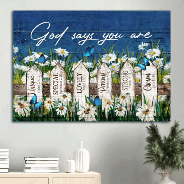 Christian Home Decor: Jesus Landscape Poster with Daisy Garden and Butterfly  Poster Home Decor Gift – Gift for Christians