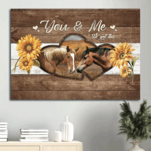 Christian Home Decor Gift: Jesus Landscape Poster with Dream Horse Drawing and Sunflower Painting  Poster Home Decor Gift