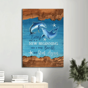 Jesus Portrait Poster: Dolphin Painting on  Poster Home Decor Gift - Underwater Home Decor Gift for Christian - Blue Ocean Art