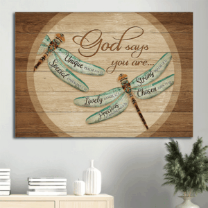 Dragonfly Jesus Landscape Poster: Christian Home Decor Gift - God Says You Are