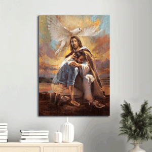 Jesus Portrait Poster Home Decor Gift - Dove of Peace Sunset  Poster Home Decor Gift for Christian