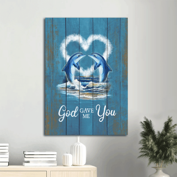 Jesus Portrait Poster: Dolphin Painting Blue Ocean  Poster Home Decor Gift – Christian Home Decor Gift