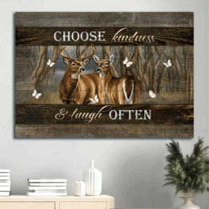 Christian Home Decor Gift: Jesus Landscape Poster with Deer Forest and Butterfly  Poster Home Decor Gift - Choose Kindness and Laugh Often