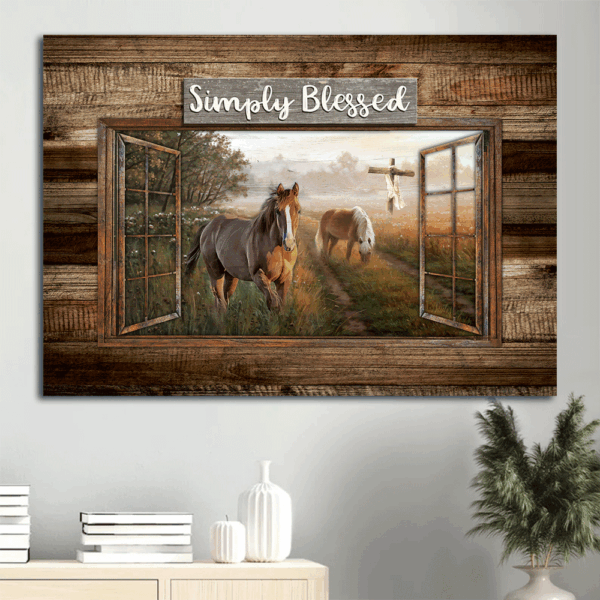 Jesus Landscape Poster: Dream Horses & Green Meadow Painting  Poster Home Decor Gift – Christian Home Decor Gift