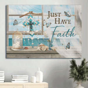 Christian Jesus Landscape Poster: Deep Ocean Cross  Poster Home Decor Gift Home Decor Gift