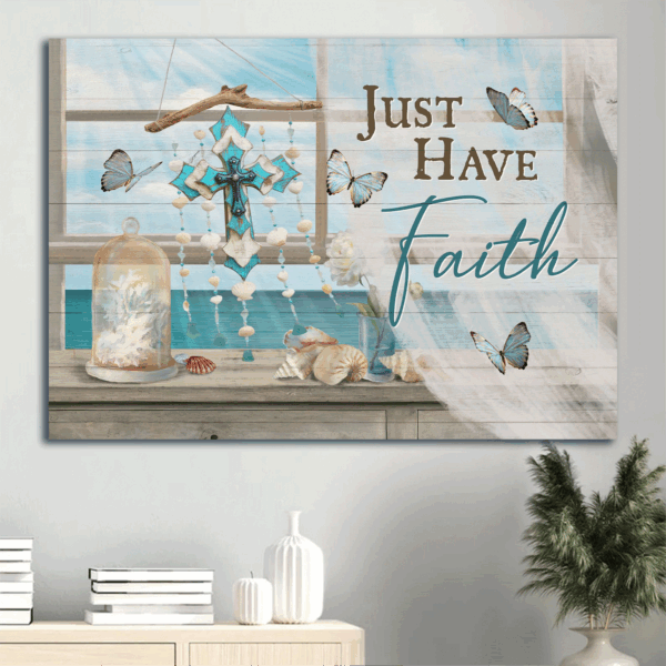 Christian Jesus Landscape Poster: Deep Ocean Cross  Poster Home Decor Gift Home Decor Gift