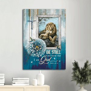 Jesus Portrait Poster - Dandelion Lion of Judah Lamb of God  Poster Home Decor Gift - Christian Home Decor Gift - Be Still and Know - 82 characters