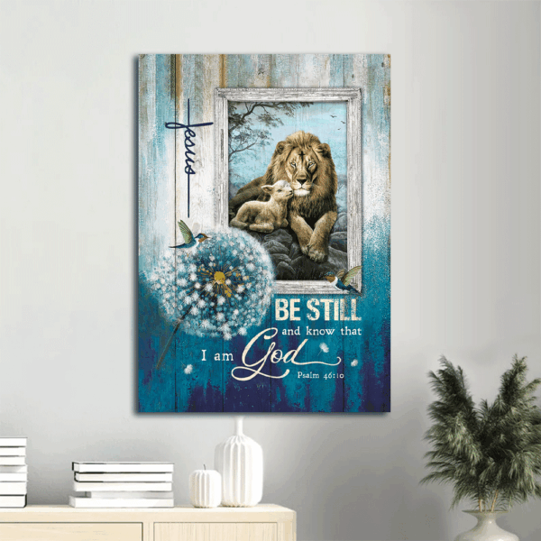 Jesus Portrait Poster – Dandelion Lion of Judah Lamb of God  Poster Home Decor Gift – Christian Home Decor Gift – Be Still and Know – 82 characters