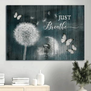 Jesus Landscape Poster: Dandelion & Butterfly  Poster Home Decor Gift Home Decor Gift for Christian - Just Breathe