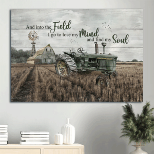 Jesus Landscape Poster: Field Painting  Poster Home Decor Gift Gift for Christian - Harvest Season & Green Tractor Art