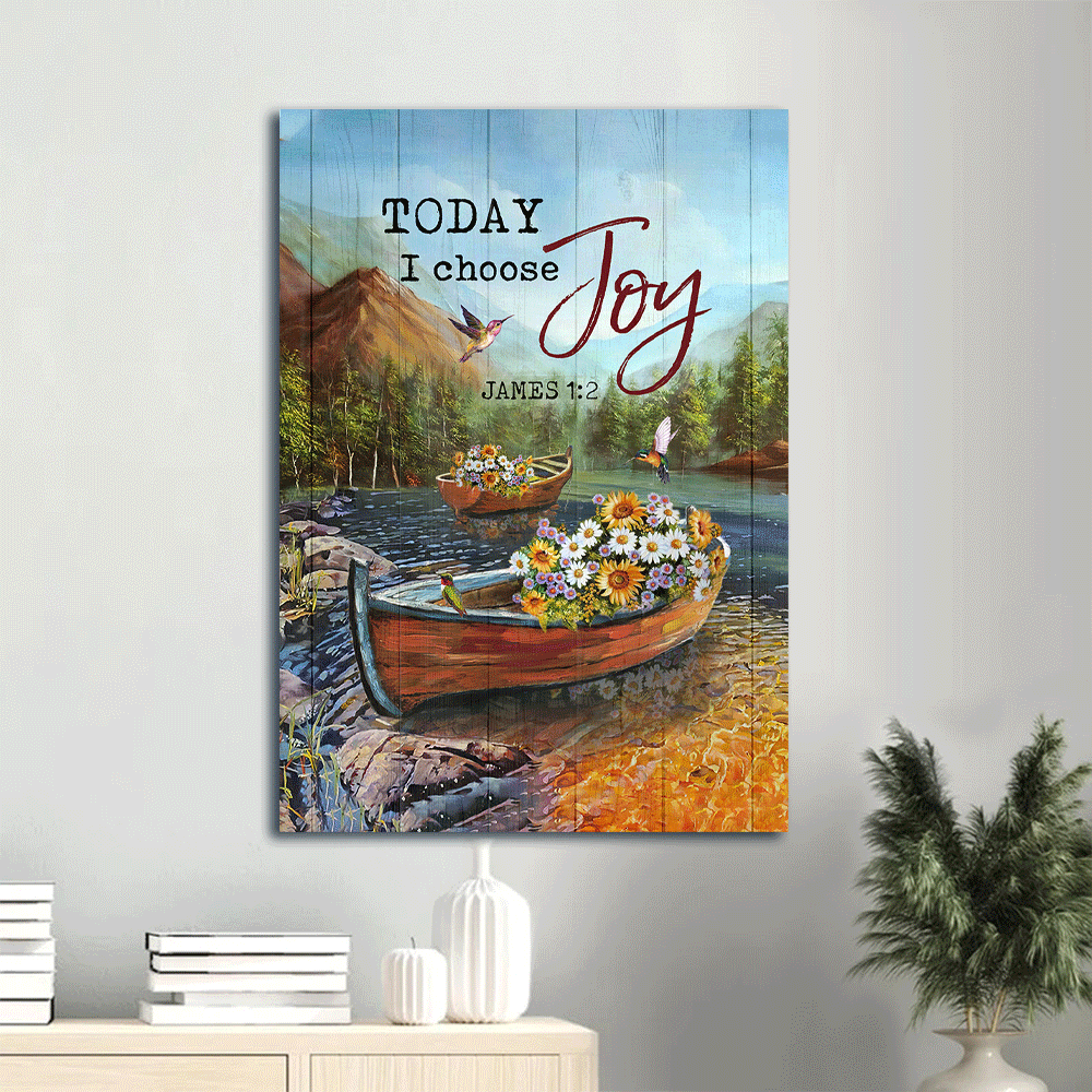 Christian Home Decor Gift: Jesus Portrait Poster with Fishing Boat Flower Painting and Hummingbird Poster Home Decor Gift – Today I Choose Joy Christian Home Decor Gift: Jesus Portrait Poster with Fishing Boat Flower Painting and Hummingbird Poster Home Decor Gift – Today I Choose Joy