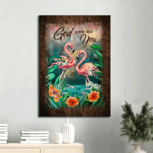 Jesus Portrait Poster Home Decor Gift - Flamingo and Hibiscus  Poster Home Decor Gift - Christian Wall Art
