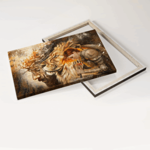 Female Knight Praying to Jesus Lion of Judah Poster Home Decor Gift - Christian Home Decor Gift 3