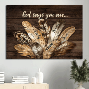 Jesus Landscape Poster: Feather Painting  Poster Home Decor Gift Home Decor Gift for Christian - God Says You Are - Wall Art Prints