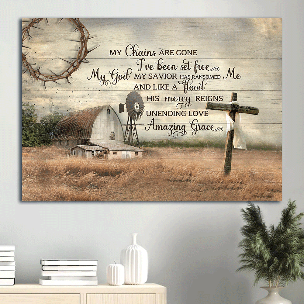Jesus Landscape Poster: Farm House Painting with Wooden Cross Poster Home Decor Gift – Tranquil Meadow Decor Gift for Christians Jesus Landscape Poster: Farm House Painting with Wooden Cross Poster Home Decor Gift – Tranquil Meadow Decor Gift for Christians