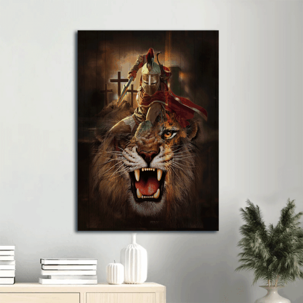 Jesus Portrait Poster: Warrior of God Lion of Judah  Poster Home Decor Gift – Christian Home Decor Gift