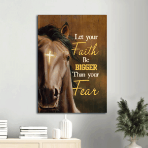 Jesus Portrait Poster - Horse Face  Poster Home Decor Gift Decor Gift for Christian with Cross Symbol - Faith Over Fear