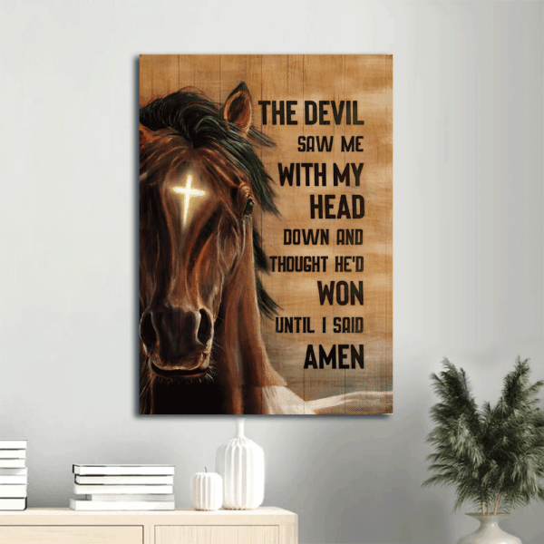 Jesus Portrait Poster Home Decor Gift – Horse Face & Cross Symbol  Poster Home Decor Gift – Christian Gift