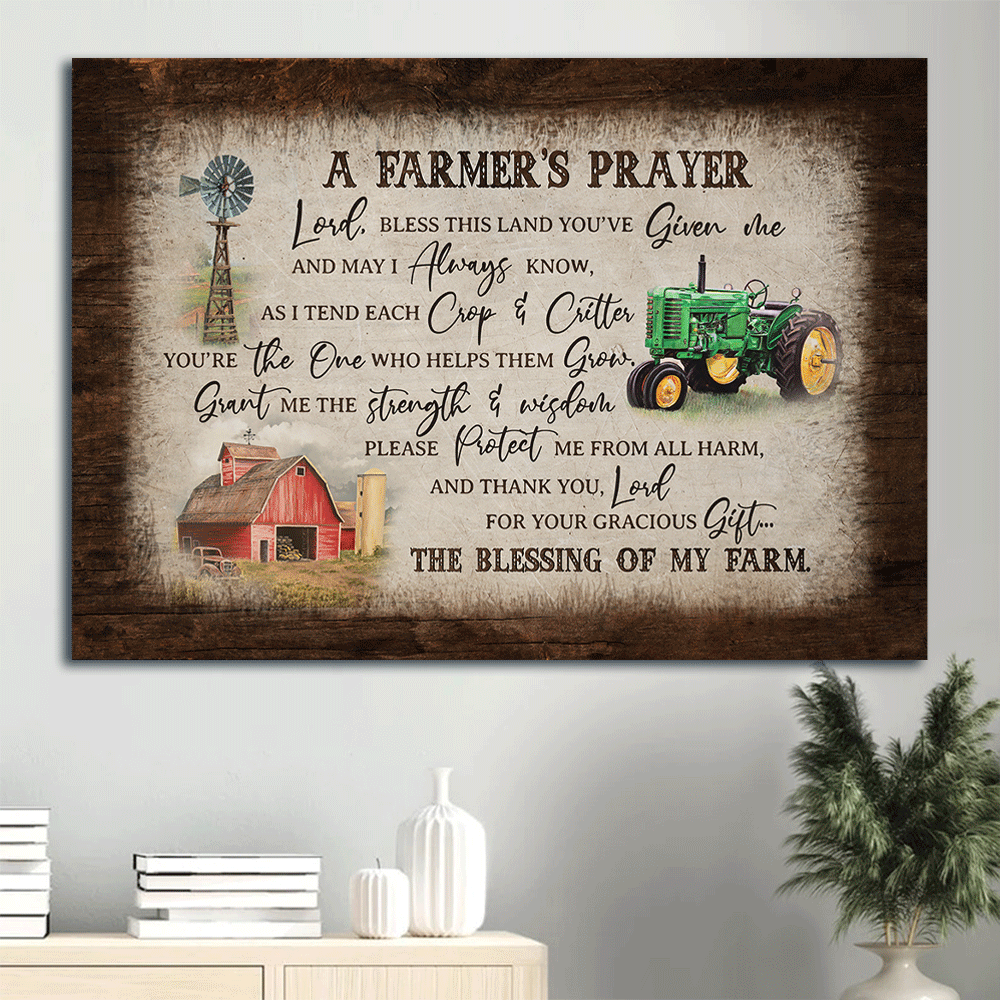 Christian Home Decor Poster: Jesus Landscape Poster Home Decor Gift with Electric Tricycle Red Barn and Windmill – Farmer s Prayer Gift Christian Home Decor Poster: Jesus Landscape Poster Home Decor Gift with Electric Tricycle Red Barn and Windmill – Farmer s Prayer Gift