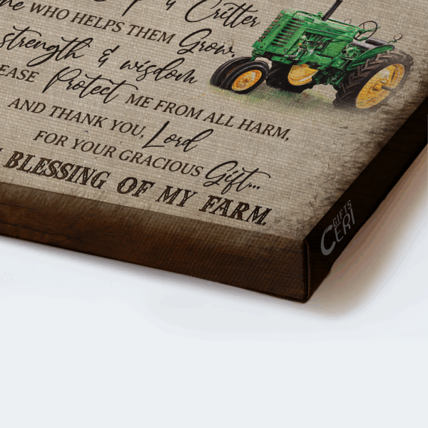 Christian Home Decor Poster: Jesus Landscape  Poster Home Decor Gift with Electric Tricycle Red Barn and Windmill – Farmer s Prayer Gift