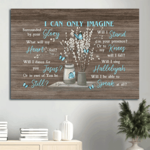 Jesus Landscape Poster: Flower Painting with Blue Butterfly - Christian Gift Wall Art Print