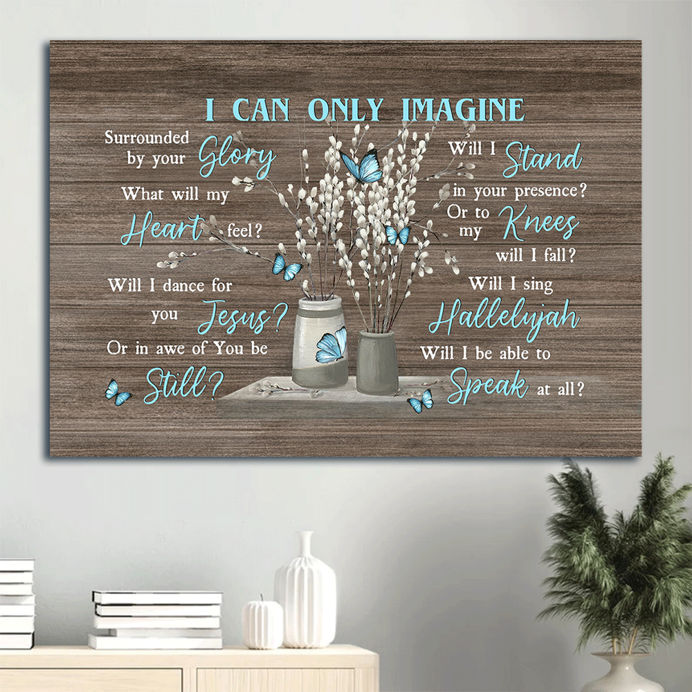 Jesus Landscape Poster: Flower Painting with Blue Butterfly – Christian Gift Wall Art Print Jesus Landscape Poster: Flower Painting with Blue Butterfly – Christian Gift Wall Art Print