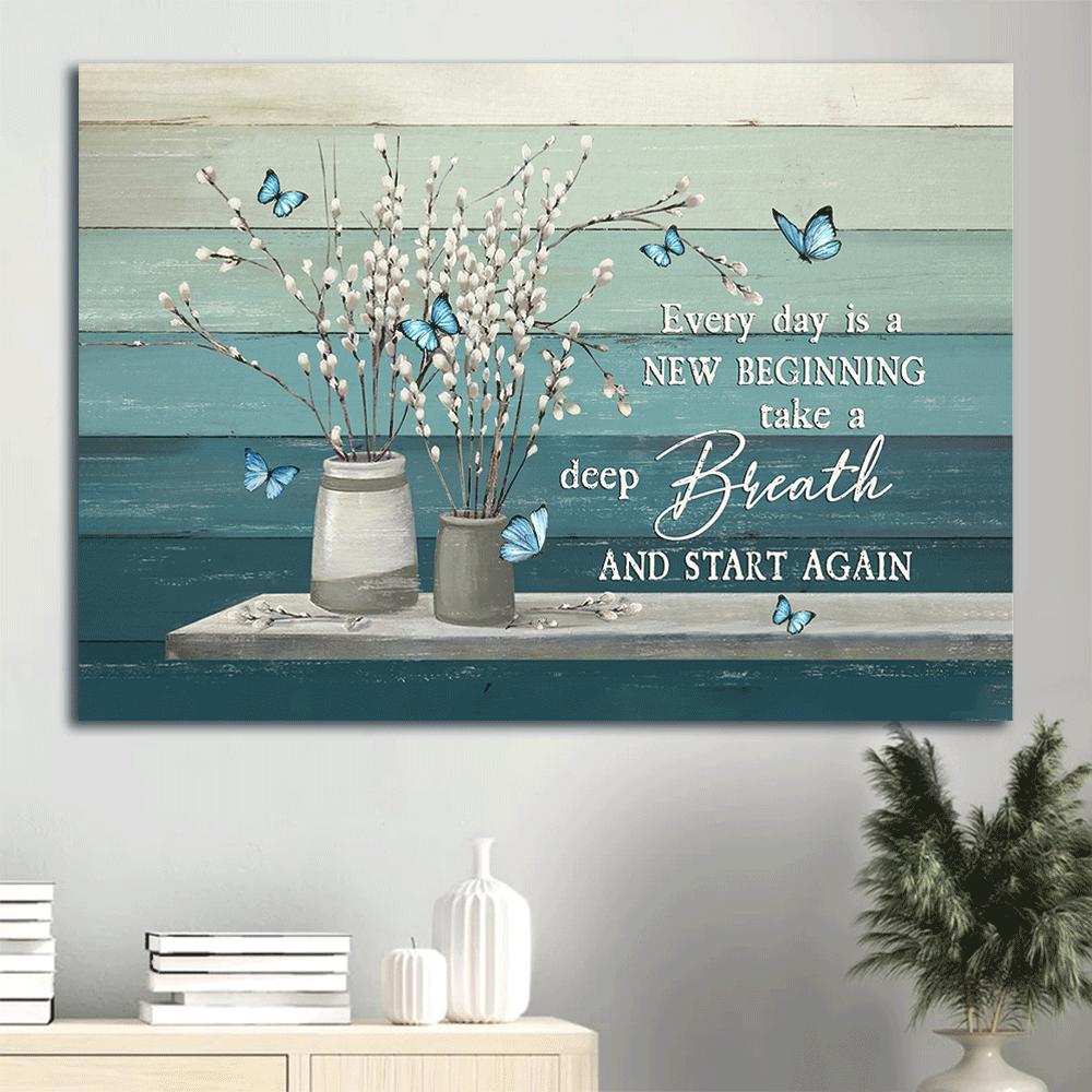 Christian Home Decor: Jesus Landscape Poster with Blue Butterfly – New Beginning Wall Art Gift Christian Home Decor: Jesus Landscape Poster with Blue Butterfly – New Beginning Wall Art Gift