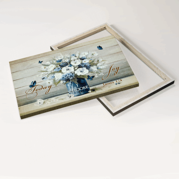 Christian Home Decor Gift: Jesus Landscape Poster with Flower Painting and Blue Butterfly – Today I Choose Joy Wall Art