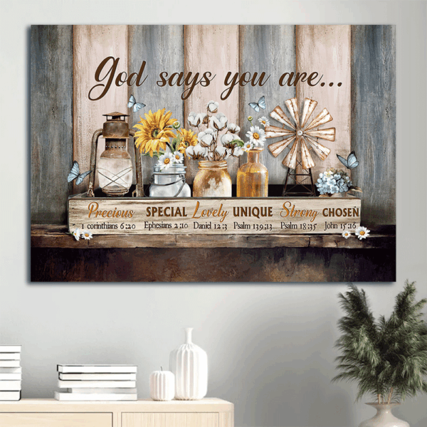Jesus Landscape Poster – Flower Painting & Vintage Picture – Christian Home Decor Gift
