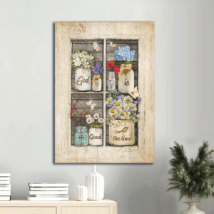 Jesus Portrait Poster: Vintage Window Flower Drawing  Poster Home Decor Gift - Gift for Christian Home Decor - God is Good All the Time Wall Art