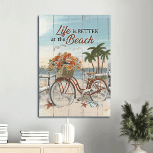 Life is Better at the Beach - Jesus Portrait Poster Home Decor Gift for Christian Wall Art