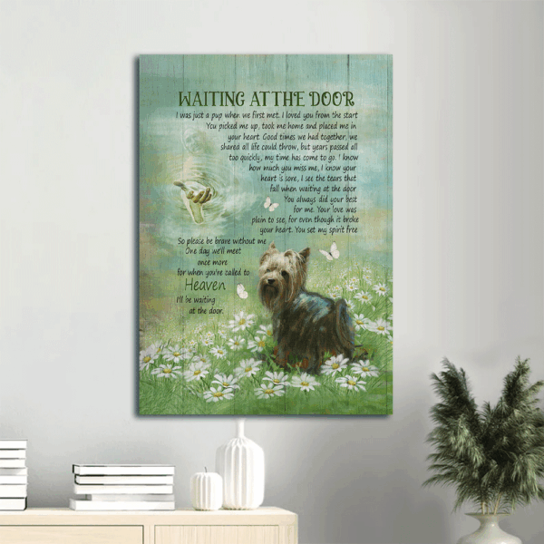 Yorkshire Terrier Dog Portrait Poster – Jesus Christ Daisy Field Home Decor Gift – Perfect Gift for Dog Lovers – Waiting at the Door