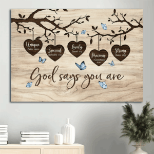 Unique Jesus Landscape Poster Home Decor Gift - Wooden Heart Oldest Tree Blue Butterfly - Perfect Gift For Christian
