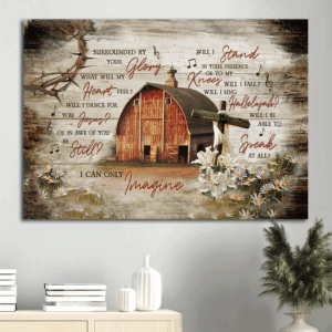 Christian Home Decor Gift: Jesus Landscape & Lily Painting Poster - Wooden House Farm - I Can Only Imagine