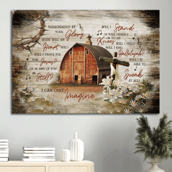 Christian Home Decor Gift: Jesus Landscape & Lily Painting Poster – Wooden House Farm – I Can Only Imagine