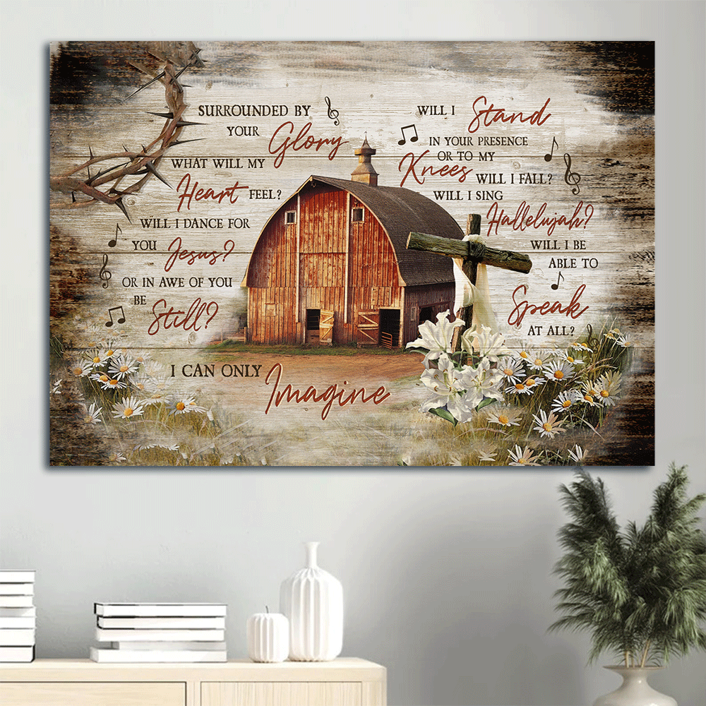 Christian Home Decor Gift: Jesus Landscape & Lily Painting Poster – Wooden House Farm – I Can Only Imagine Christian Home Decor Gift: Jesus Landscape & Lily Painting Poster – Wooden House Farm – I Can Only Imagine