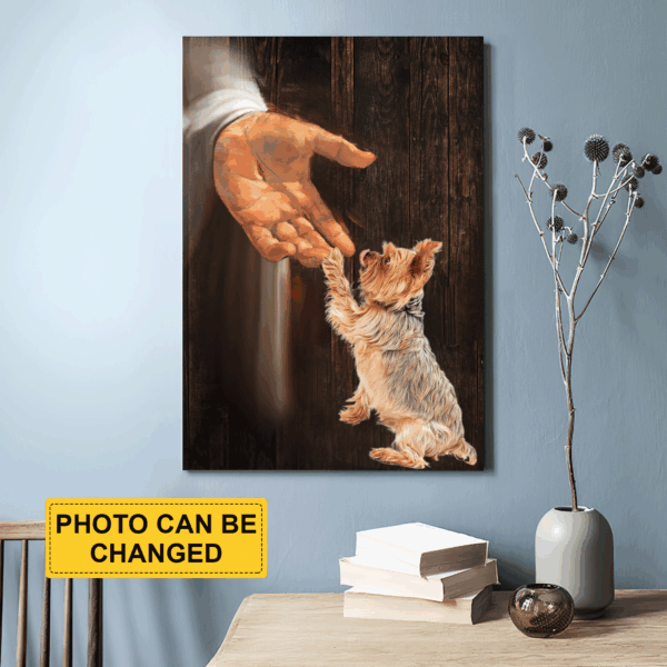 Hand of God Jesus Portrait Poster – Home Decor Gift for Dog Lovers and Christians