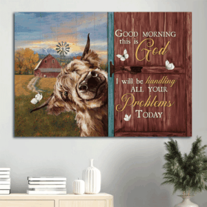 Jesus Landscape Poster Home Decor Gift - Yak Cow Painting Peace Farm Pretty Sunset - Perfect Gift for Christian Home Decor