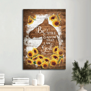 Christian Home Decor Gift - Jesus Portrait Poster with Sunflower Painting - Be Still And Know That I Am God