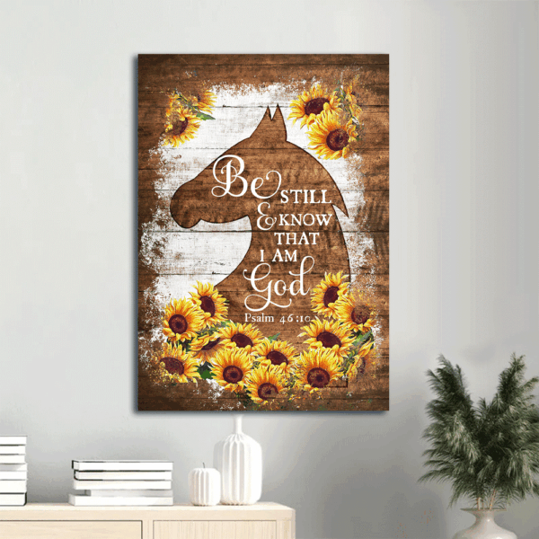 Christian Home Decor Gift – Jesus Portrait Poster with Sunflower Painting – Be Still And Know That I Am God