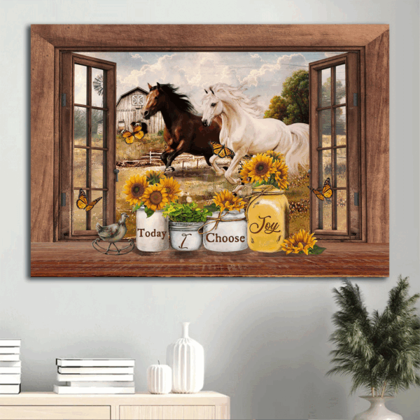 Christian Home Decor Gift: Jesus Landscape Poster with Horse Butterfly Sunflower Farm – Choose Joy Today