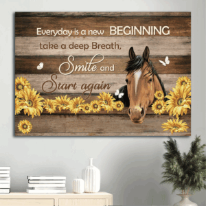 Jesus Landscape Poster Home Decor Gift - Horse Butterfly Sunflower - Gift For Christian - New Beginning Art