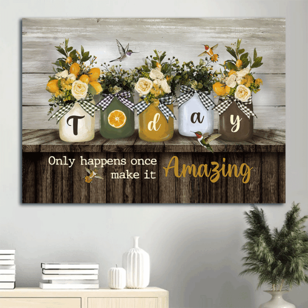 Christian Landscape Poster Home Decor Gift – Flower Vase Lemon Hummingbird  Poster Home Decor Gift – Today Only Make It Amazing! – Wall Art Prints